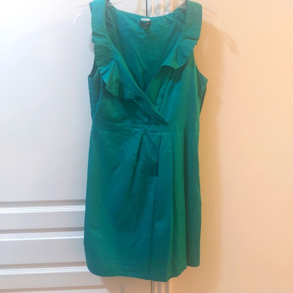 J. Crews Women's Emerald Green Sleeveless Dress V neck Size 4